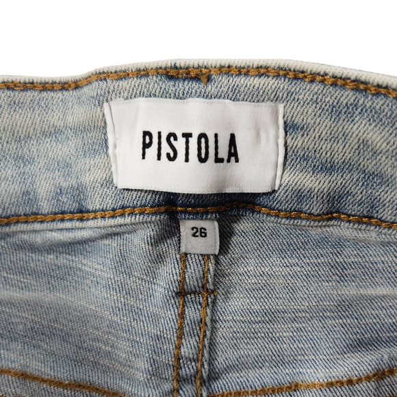 NWT Pistola Aline Distressed Skinny Crop Eco Denim Jeans Sz. 26x25 Lenox Blue - Picture 5 of 10